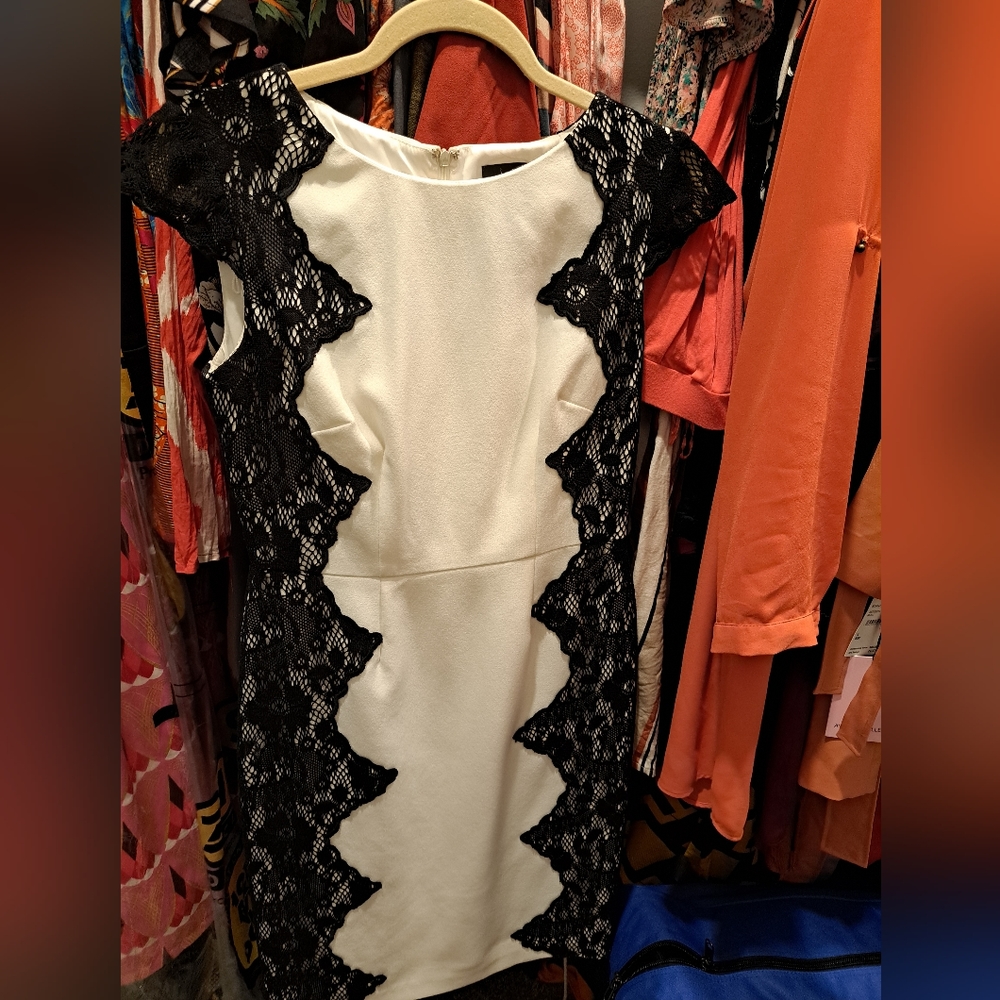 Black and white lace dress